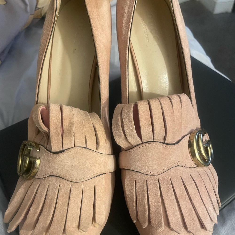 Elegant Peach Fringe Loafers
